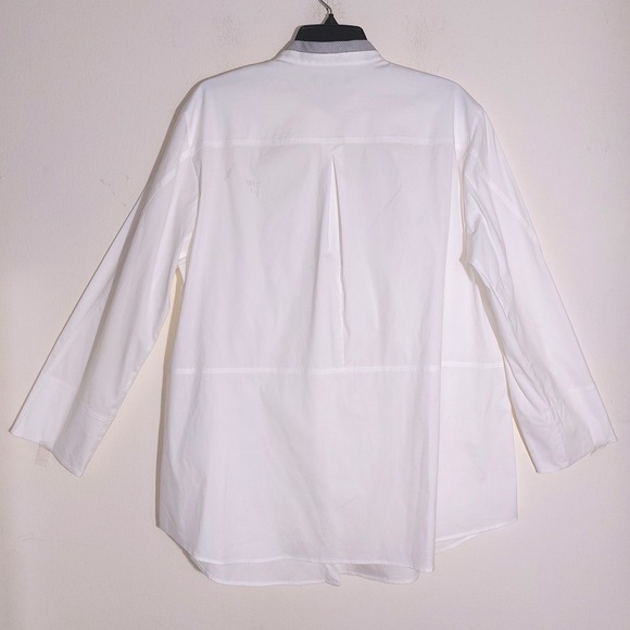 LAFAYETTE 148 NEW YORK White Mandarin Collar Poplin Tunic Blouse Size 1X EUC - Picture 5 of 11